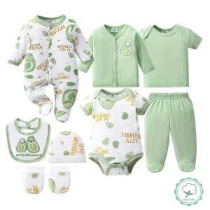 8pcs Newborn Baby Set, 100% Cotton Infant Essentials