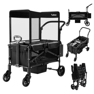 2 Seat Wagon Stroller Foldable All-Terrain Wagon 220 lbs Capacity