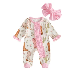 Bodysuit With Headband Cactus Girl Baby