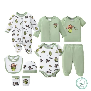 8-pc Cute Unisex Newborn Layette Sets Spring Summer