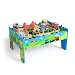 78PCS 4-in-1 Wooden Train Table Set For Kids,
